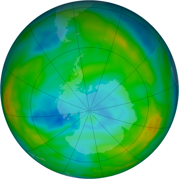 Antarctic ozone map for 10 July 2009